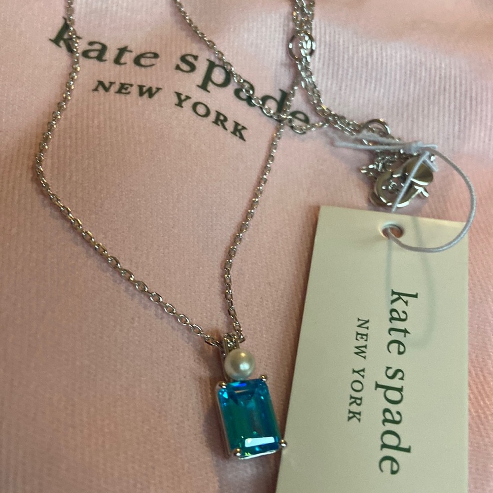 Kate Spade baguette cz & imitation pearl necklace NWT